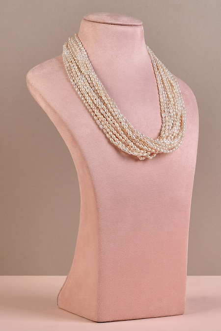 Shop Anaash White Pearls Layered Necklace at Aza Fashions Shop_Anaash_White Pearls Layered Necklace _at_Aza_Fashions