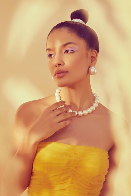 Anaash_White Gold Plated Pearl Necklace _Online_at_Aza_Fashions