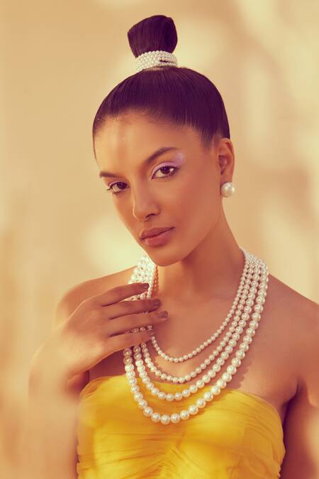 Anaash White Pearls Layered Necklace Online at Aza Fashions Anaash_White Pearls Layered Necklace _Online_at_Aza_Fashions