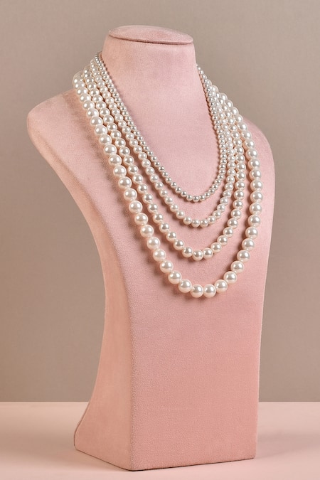 Vintage Multistrand Faux Pearl Choker Necklace Chunky Women Elegant  Statement White Pearl Cluster Crystal Bridal Chain