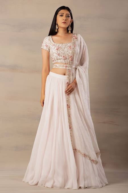 Anupraas By Nishant And Rahul Pink Organza, Bamberg Silk Round Embroidered Lehenga Set Online at Aza Fashions Anupraas By Nishant And Rahul_Pink Organza, Bamberg Silk Round Embroidered Lehenga Set _Online_at_Aza_Fashions