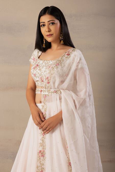 Buy Anupraas By Nishant And Rahul Pink Organza, Bamberg Silk Round Embroidered Lehenga Set Online at Aza Fashions Buy_Anupraas By Nishant And Rahul_Pink Organza, Bamberg Silk Round Embroidered Lehenga Set _Online_at_Aza_Fashions