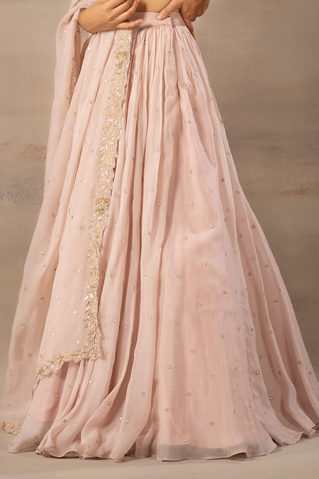 Shop Anupraas By Nishant And Rahul Beige Organza, Bamberg Silk V Neck Embroidered Blouse And Lehenga Set Online at Aza Fashions Shop_Anupraas By Nishant And Rahul_Beige Organza, Bamberg Silk V Neck Embroidered Blouse And Lehenga Set _Online_at_Aza_Fashions