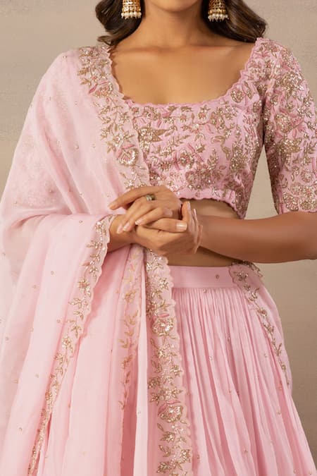Buy Anupraas By Nishant And Rahul Pink Organza, Bamberg Silk Round Embroidered Blouse And Lehenga Set Online at Aza Fashions Buy_Anupraas By Nishant And Rahul_Pink Organza, Bamberg Silk Round Embroidered Blouse And Lehenga Set _Online_at_Aza_Fashions