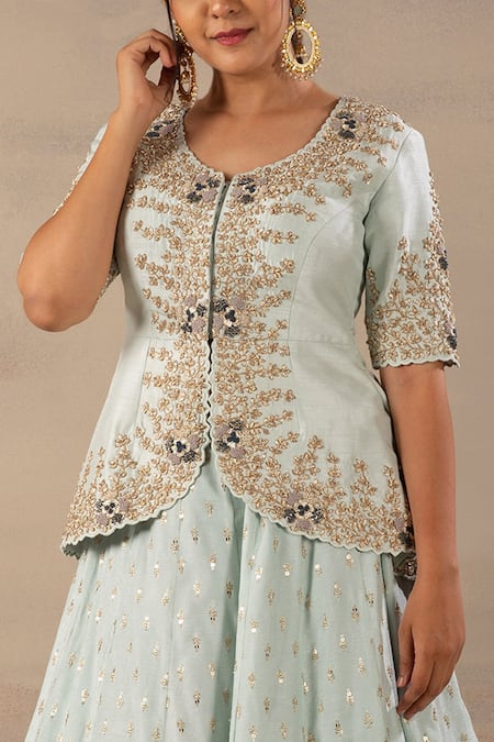 Buy Anupraas By Nishant And Rahul Blue Bamberg Silk Round Embroidered Lehenga And Top Online at Aza Fashions Buy_Anupraas By Nishant And Rahul_Blue Bamberg Silk Round Embroidered Lehenga And Top _Online_at_Aza_Fashions