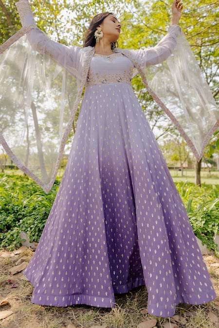 Anupraas By Nishant And Rahul Embroidered Kalidar Kurta With Dupatta 