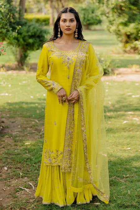 Anupraas by Nishant and Rahul Embroidered Kurta Sharara Set 