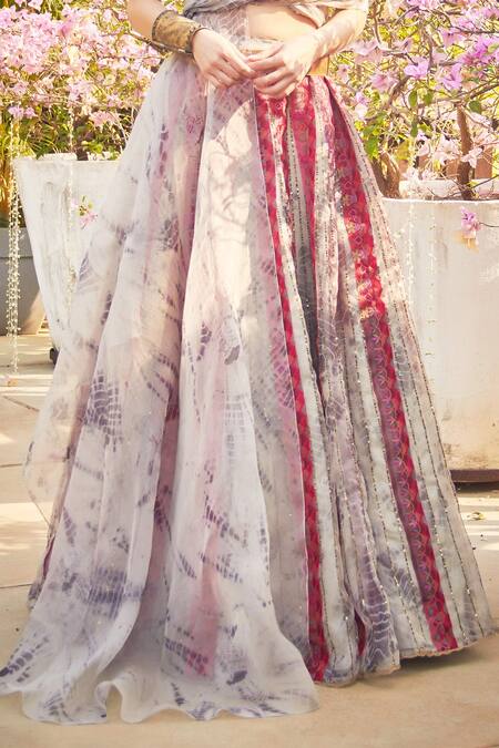 Buy_Jade By Monica & Karishma_Grey Silk Organza Blouse And Lehenga Set_Online_at_Aza_Fashions