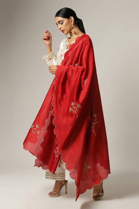 Shop_Anantaa By Roohi_White Silk Chanderi Embroidered Kurta _Online_at_Aza_Fashions