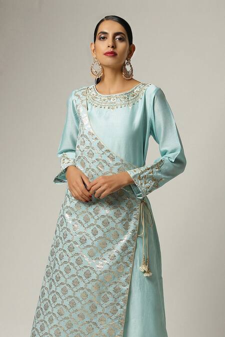 Buy Anantaa By Roohi Blue Silk Chanderi Embroidered Kurta Online at Aza Fashions Buy_Anantaa By Roohi_Blue Silk Chanderi Embroidered Kurta _Online_at_Aza_Fashions