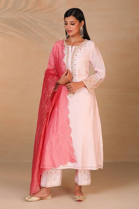 Buy_Anantaa By Roohi_Pink Silk Chanderi Kurta _Online_at_Aza_Fashions