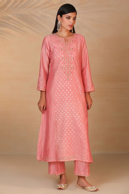 Anantaa by Roohi Pink Silk Chanderi Kurta 