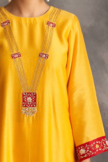 Anantaa By Roohi Yellow Silk Chanderi Round Kurta at Aza Fashions Anantaa By Roohi_Yellow Silk Chanderi Round Kurta _at_Aza_Fashions