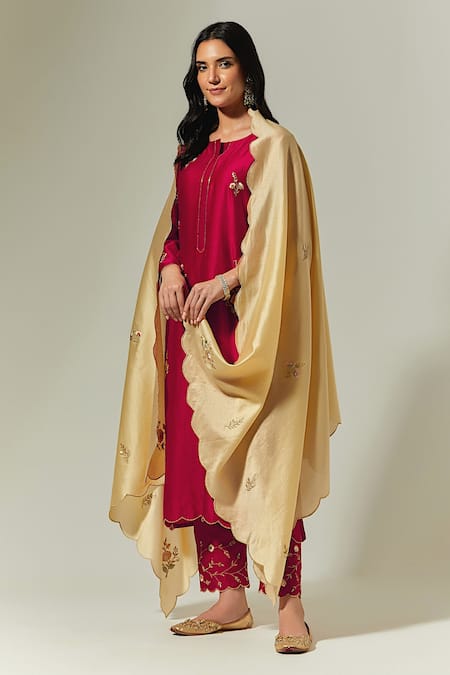 Anantaa by Roohi Silk Chanderi Embroidered Dupatta 