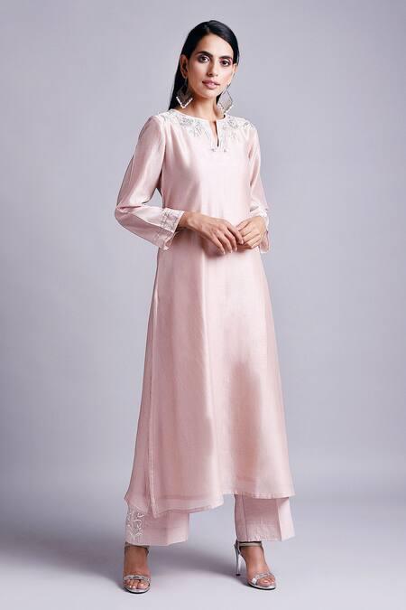 Buy Anantaa By Roohi Pink Silk Chanderi Kurta Online at Aza Fashions Buy_Anantaa By Roohi_Pink Silk Chanderi Kurta _Online_at_Aza_Fashions