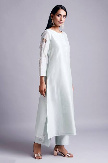 Anantaa By Roohi Green Silk Chanderi Kurta Online at Aza Fashions Anantaa By Roohi_Green Silk Chanderi Kurta _Online_at_Aza_Fashions