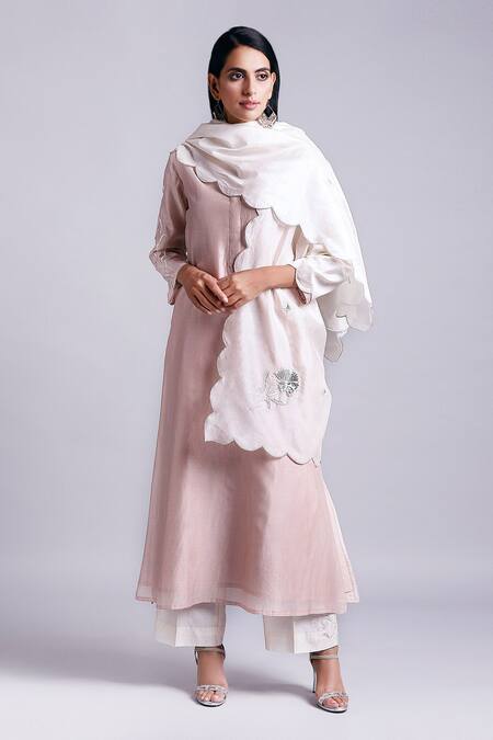 Buy_Anantaa By Roohi_Pink Silk Chanderi Kurta _Online_at_Aza_Fashions