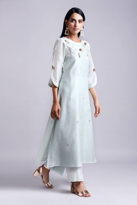 Anantaa By Roohi Green Silk Chanderi Kurta Online at Aza Fashions Anantaa By Roohi_Green Silk Chanderi Kurta _Online_at_Aza_Fashions