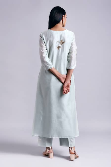 Shop Anantaa By Roohi Green Silk Chanderi Kurta at Aza Fashions Shop_Anantaa By Roohi_Green Silk Chanderi Kurta _at_Aza_Fashions