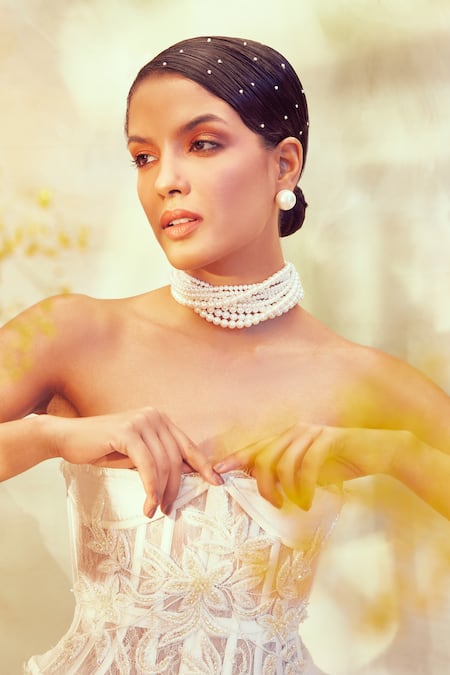 Anaash_White Pearl Choker _Online_at_Aza_Fashions