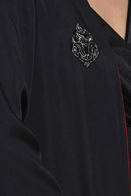 Angry Owl Black Modal Open Neck Placement Owl Embroidered Cape Online at Aza Fashions Angry Owl_Black Modal Open Neck Placement Owl Embroidered Cape _Online_at_Aza_Fashions
