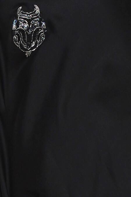 Angry Owl_Black Modal Asymmetric One Shoulder Dress _at_Aza_Fashions