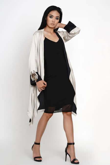 Angry Owl Contrast Cuff Asymmetric Cape 