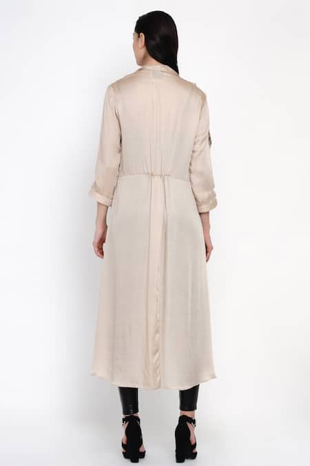 Shop Angry Owl Beige Modal Open Placement Embroidered Cape at Aza Fashions Shop_Angry Owl_Beige Modal Open Placement Embroidered Cape _at_Aza_Fashions