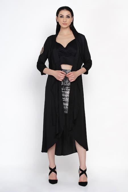 Angry Owl Black Modal Open Asymmetric Cape