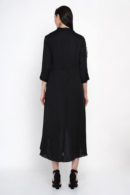 Shop Angry Owl Black Modal Open Asymmetric Cape at Aza Fashions Shop_Angry Owl_Black Modal Open Asymmetric Cape _at_Aza_Fashions