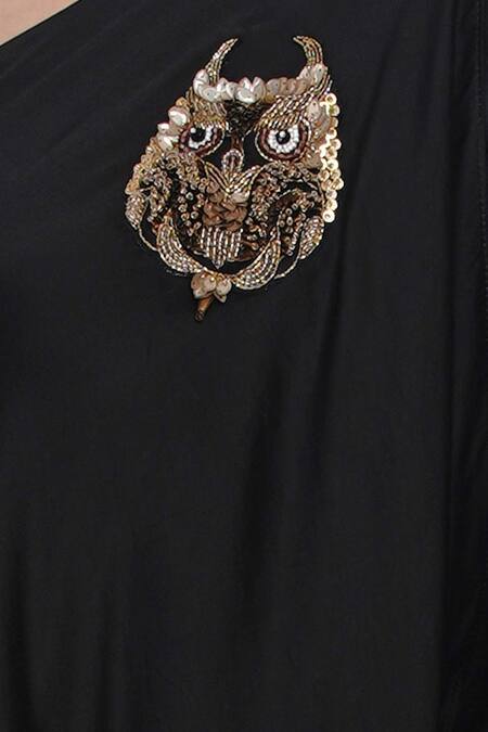 Shop_Angry Owl_Black Modal One Shoulder Asymmetric Dress _Online_at_Aza_Fashions