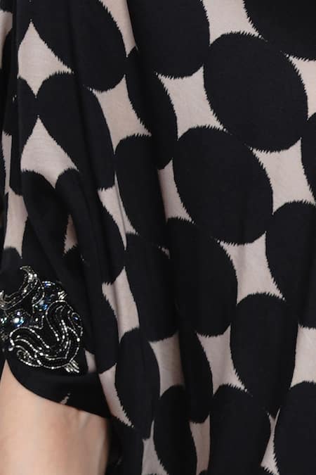 Angry Owl_Black Modal One Shoulder Printed Top _at_Aza_Fashions