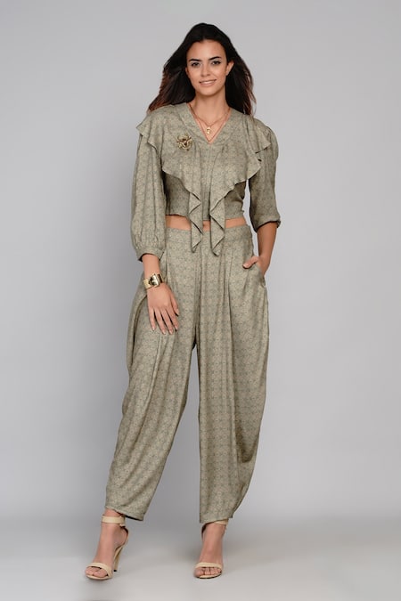 Angry Owl Printed Top & Dhoti Pant Set 