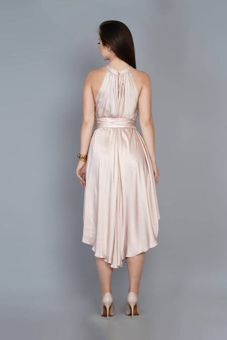 Shop_Angry Owl_Pink Modal Halter Flared Dress _at_Aza_Fashions