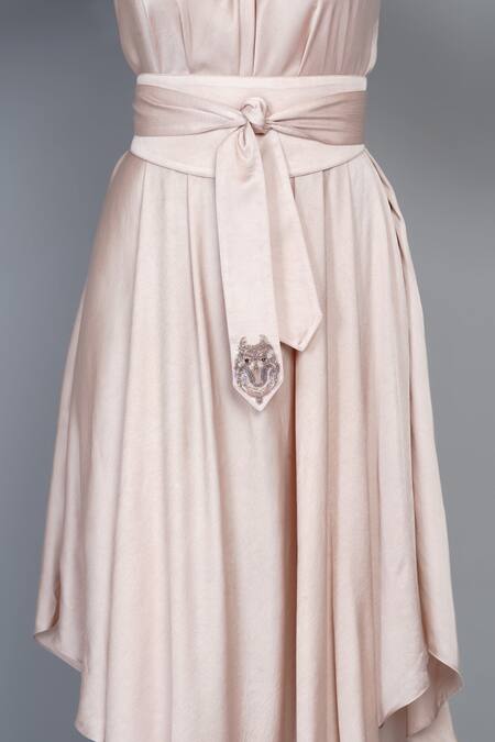 Shop_Angry Owl_Pink Modal Halter Flared Dress _Online_at_Aza_Fashions