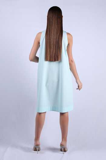 Buy Aligne Green Cotton Satin Shift Dress Online | Aza Fashion.