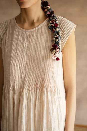 Shop_Swatti Kapoor_White Handwoven Chanderi Mul Round Ansee Dress _Online_at_Aza_Fashions