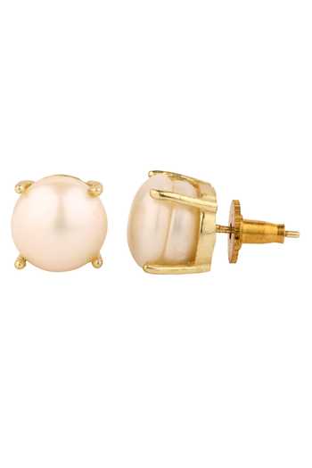 Anaash_Off White Pearl Natural Embellished Studs _Online_at_Aza_Fashions