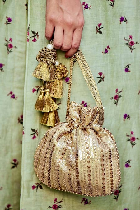 Sabyasachi Inspired Potli Bag,handbag With Threadwork, Pearl Handle, Sequin  Work, Zardozi Work and Designer for Wedding & Ethnic Wear Pink. - Etsy UK | Potli  bags, Crochet bag pattern, Crochet bag pattern