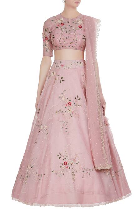 Shop Anushree Reddy Pink Embroidered Lehenga Set Online at Aza Fashions Shop_Anushree Reddy_Pink Embroidered Lehenga Set_Online_at_Aza_Fashions