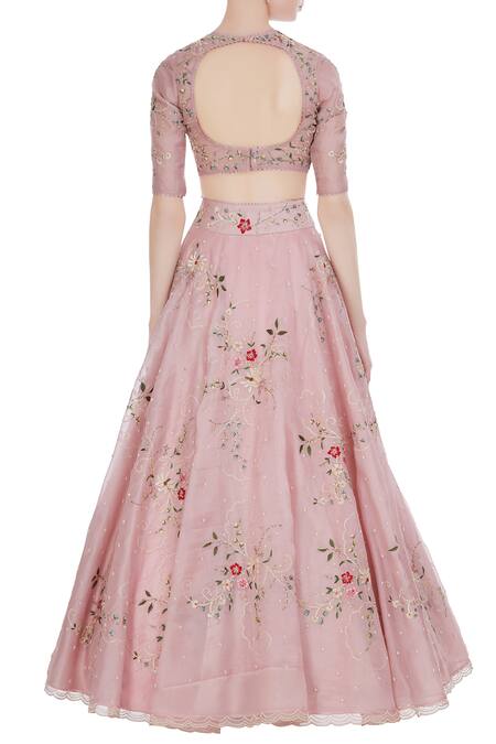 Shop Anushree Reddy Pink Embroidered Lehenga Set at Aza Fashions Shop_Anushree Reddy_Pink Embroidered Lehenga Set_at_Aza_Fashions