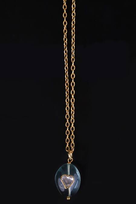 Osvag India_Gold Plated Jade Stone Pendant Necklace _Online_at_Aza_Fashions