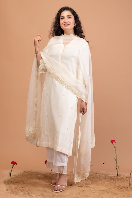 Anushka Repswal - Sewing Love Pearl Embroidered Kurta Set 