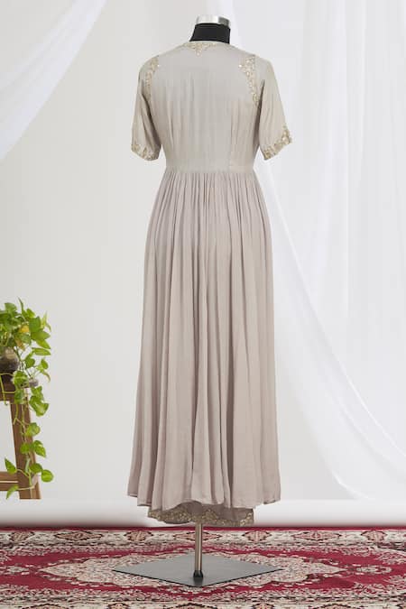 Shop Neha Khullar Grey Round Embroidered Anarkali Set at Aza Fashions Shop_Neha Khullar_Grey Round Embroidered Anarkali Set _at_Aza_Fashions