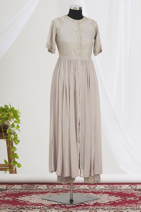Neha Khullar Grey Round Embroidered Anarkali Set Online at Aza Fashions Neha Khullar_Grey Round Embroidered Anarkali Set _Online_at_Aza_Fashions