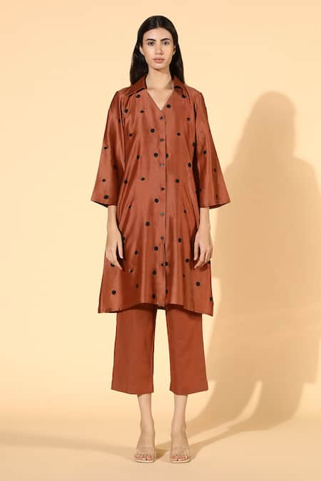 Meadow Silk Chanderi Tunic & Cotton Linen Pant Set 