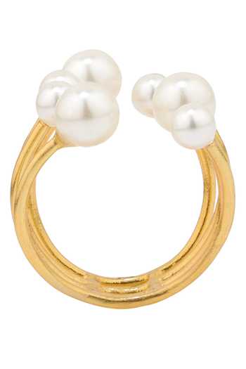 Anaash_Gold Plated Pearl Manufactured Embellished Designer Ring _Online_at_Aza_Fashions
