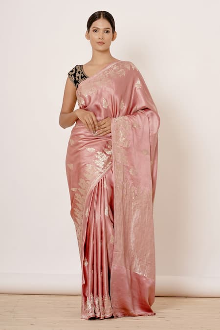 AHARIN INDIA  Pure Satin Silk Banarasi Saree With Blouse 