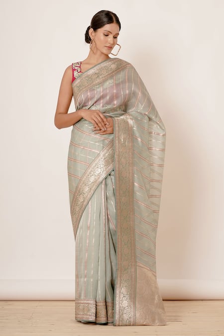 AHARIN INDIA Striped Saree With Blouse 