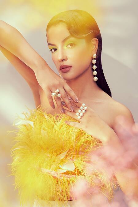 Anaash White Metal And Pearl Ring Online at Aza Fashions Anaash_White Metal And Pearl Ring_Online_at_Aza_Fashions